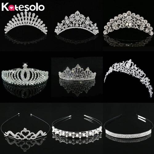 Hot Fashion Tiara & Crown Luxury Princess Wedding Party Hair Jewelry Silver Color Girl Heart Crystal Pearl Bridal Prom Headband