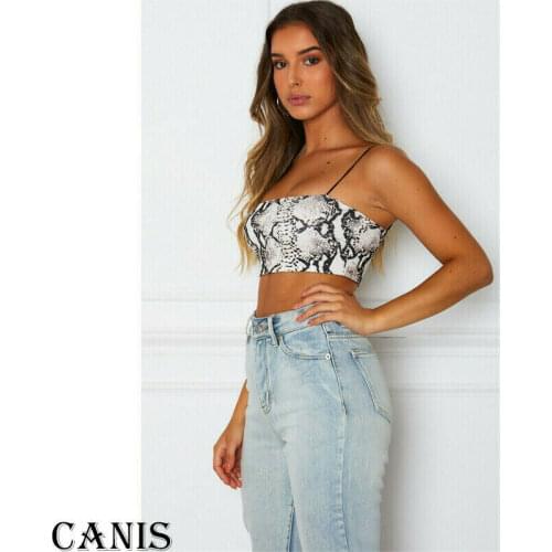 Female Summer Sexy Sleeveless Print Crop Top Women Erotic Sex Snakeskin pattern Short Vest Camisole