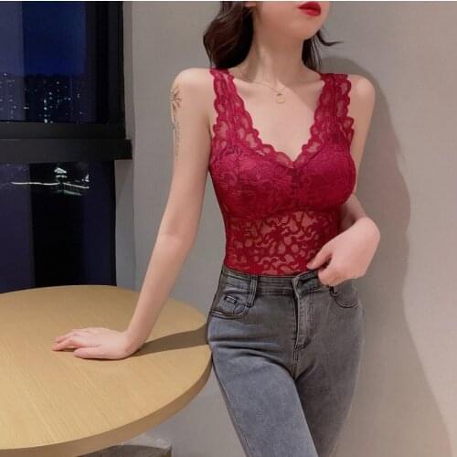 Women Sexy Sleeveless Lace Camisole Celmia Fashion Casual Slim Tank Tops Deep V Party Club Plus Size Camisas Summer Vests