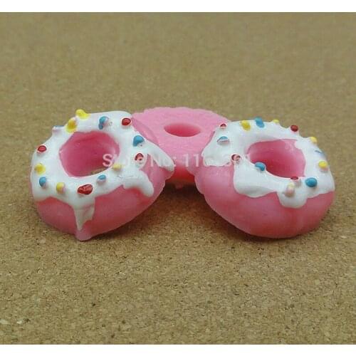 1pcs/lot resin flat back white candy doughnut 21mm Cabochons Hair Bow Center Card Frame Making Craft DIY B107-1