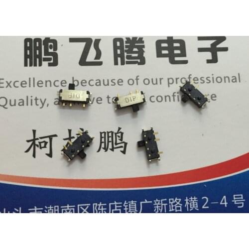 10PCS/lot Taiwan Yuanda toggle switch patch 7 feet 2 gear sliding switch MSS3-V-T/R gold-plated feet