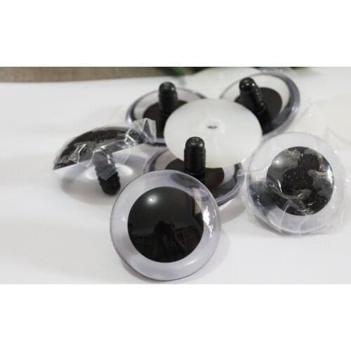 10pccs/lot 50mm big size round shape clear plastic safety toy eyes with white hard washer for plush doll