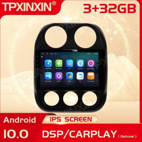 2 Din Carplay Android Radio Receiver Multimedia Stereo For Jeep Compass 2010 2011 2012 2013 2014 2015 2016 BT Recorder Head Unit