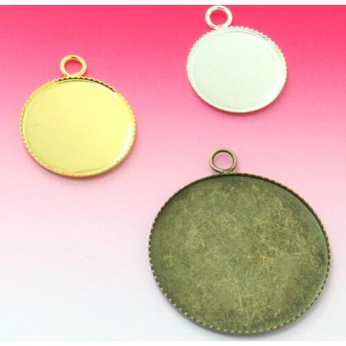 20pcs 12mm Drop Pendant Blank with Teeth Bezel Setting Tray for Cameo DIY Cabochon,Gold / Silver-Plated/ Antique Bronze