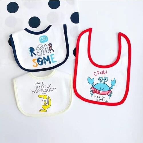 Ins Korean waterproof 3-pack baby bib baby saliva towel cotton thickened 0-18 months wild saliva pocket