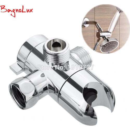 BagnoLux Wholosale 3-Way Water Separator Three Holes Handheld Shower Holder&Shower Head Shower Arm 3 Way Diverter Faucet Chrome