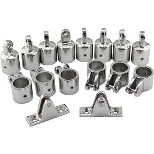 4 and 3 Bow Stainless Bimini Top Fitting Boat Stainless Steel Marine Hardware Set - 16/12 piece set of SS316 7/8"(22mm) 1"(25mm)