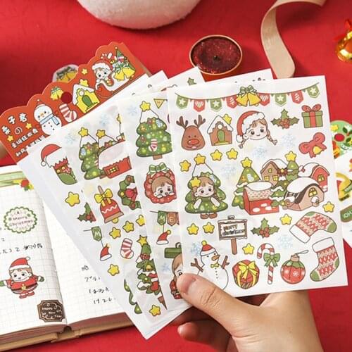 4 Sheet/Pack Christmas Happy Day Paper DIY Decoration Stickers