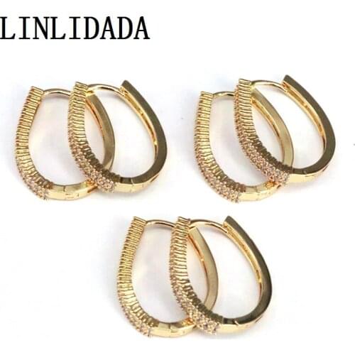 5Pairs New Trendy Gold Color Mirco Zircon Hoop Earrings For Women Fashion jewelry