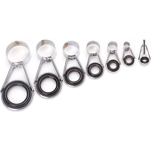 7Pcs Fishing Rod Guides Tip 7 Sizes Telescopic Tip Repair Kit Line Rings Eyes Set
