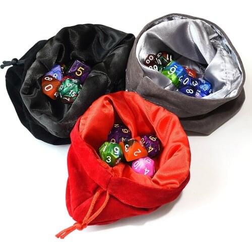 Round bottom Drawstring Velvet Dice Bag Double-Layer for Packing Gift Dice Jewelry Coin Storage Wine bag Trinkets Red Black Gray