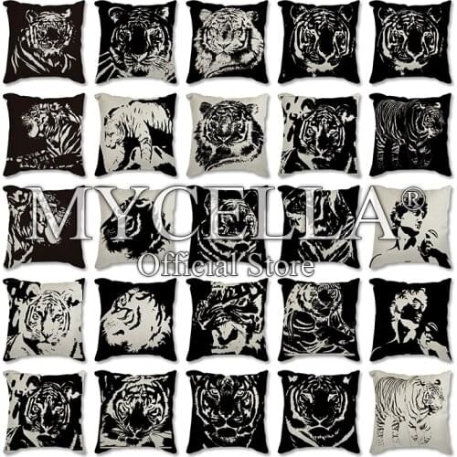 Black Tiger Throw Pillow Case coverspillow Cushion Covers for Home Sofa Chair Decorative Pillowcases Decor Car Office Party gift