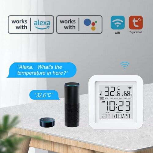Tuya WIFI Temperature Humidity Sensor Indoor Hygrometer Thermometer With LCD Display Support for Alexa Google Assistant