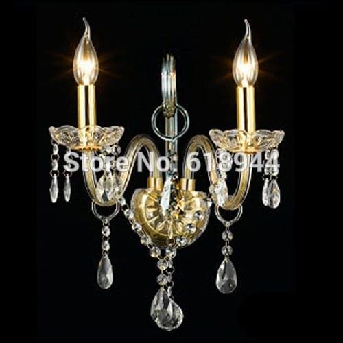 Hot selling Crystal American Style Wall Lamp BedRoom Side Wall Light Fixture Silver Golden