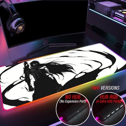 Anime Bleach Kurosaki Ichigo Gaming Mouse Pad Deco Gaming Lights Slipmat Rgb LED Rug Play Mat Backlight Pc Gamer