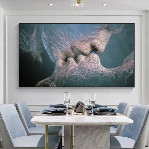 Modern Kiss Canvas Art Prints Love Kiss Between Lovers Wall Posters Pop Art Canvas Wall Paintings For Living Room Cuadros Decor