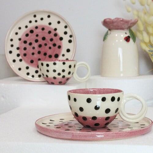 Handmade Design Wonders Figured Ceramic Set of 2 Espresso Cups Turkish Coffee Cup and Saucer Tea Mug Water Glass Cappuccino