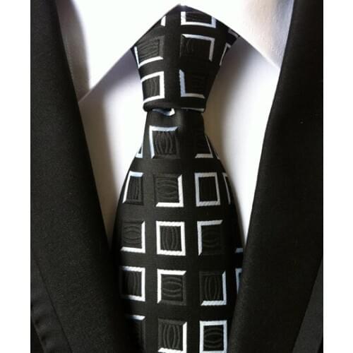 8cm Stylish Mens Formal Ties Classic Black White Plaids Necktie for Fashion Man