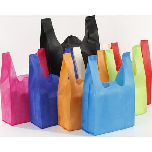 Colorful shopping non-woven vest bag wholesale supermarket mall shopping blank tote bag advertising non-woven bag