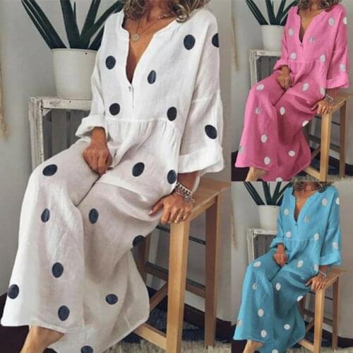 2020 Hot Womens Summer Boho Long Maxi Dress Beach Party Sundress Plus Size Fashion Long Sleeves Comfortable