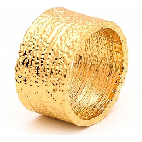 VAROLE Width Ring Gold Color Sand Stone Texture Statement Rings For Women Fashion Jewelry Bague