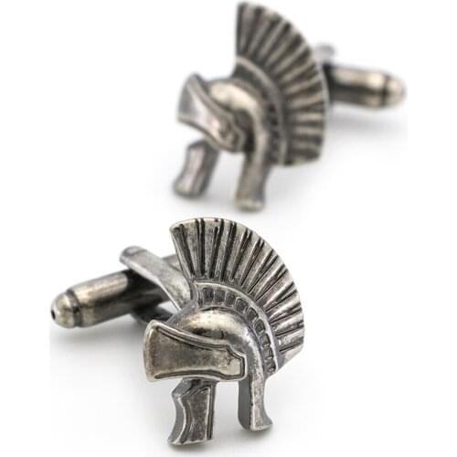 Mens Spartar Helmet Cuff Links Copper Material Vintage Color