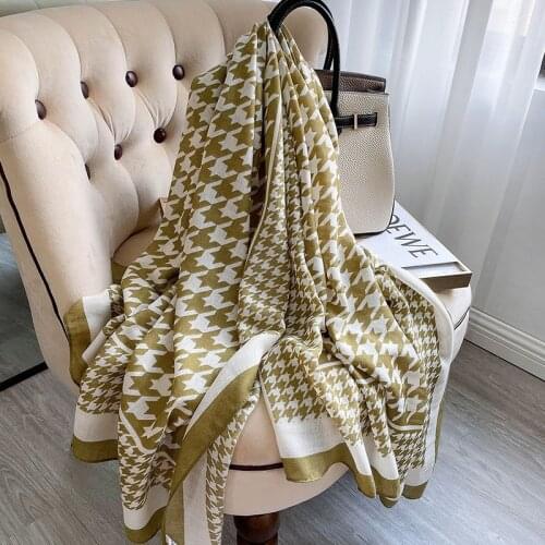 KOI LEAPING new Retro woman fashion Houndstooth printing long scarf Party shawl headscarf hot popular beach Sun protectiongift
