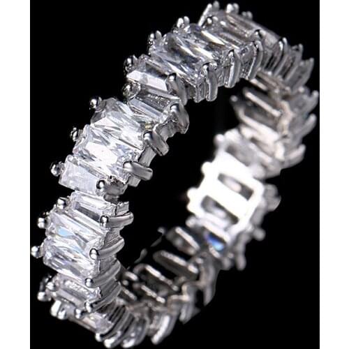 New Fashion Clear Baguette Cubic Zirconia Engagement Rings For Women Luxury Design Cocktail Ring Party Gifts R-002