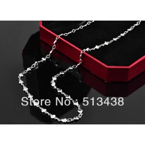 Wholesale 20pcs/lot 19.6'' beautiful women necklace jewelry Stainless Steel 5mm luckly heart chain