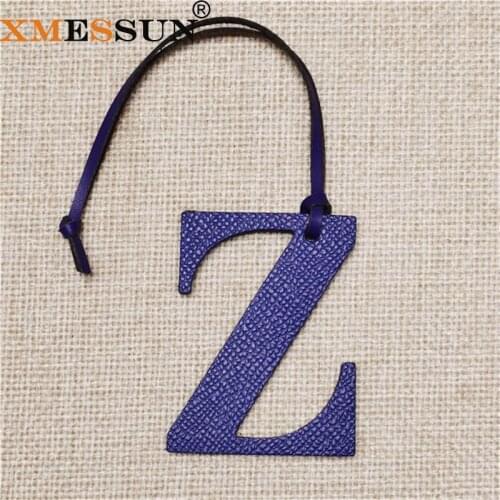 Wholesale Luxury Genuine Natural Leather Z Initial Capital English Letter Keychain Backpack Pendant Ladies Women Bag Charm