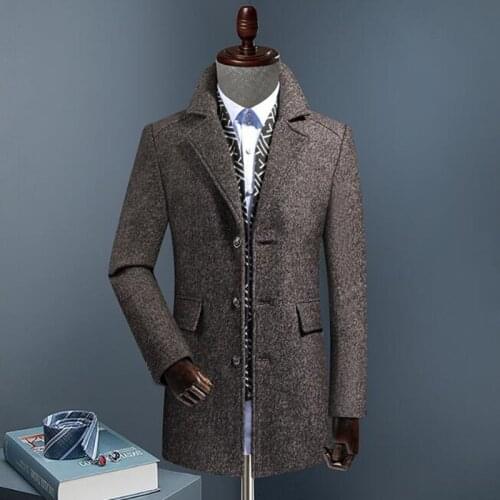Dust coat Men Winter Warm Trench Woolen Cloth Coat Mens Casual Jackets Solid Business Outwear