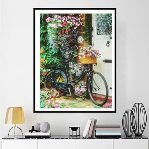 Full Square/Round 5D DIY Diamond Painting Flower&Bicycle Mosaic picture of Rhinestones Diamond embroidery home decoration FG1679