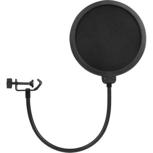 Microphone Pop Filter Double Layered Sound Shield Swivel 360° Flexible Clip for Broadcasting Speaking Studio Singing Recording