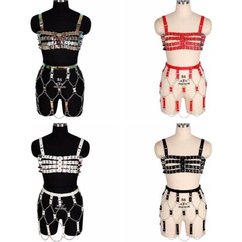 Women PU Leather Garter Belt Elasticity Body Harness Sexy Harajuku Tight Leg Harness Bondage Adjust Punk Suspender Strap Belts
