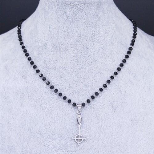 Ghost BC nameless Stainless Stee Crystal Bead Ghoul band Pope emeritus symbol Mask grucifix Poster Necklaces Jewelry N3551S02
