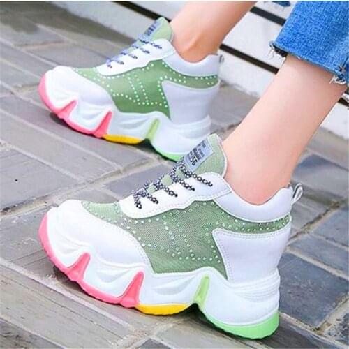 Women Summer Fashion Sneakers Breathable High Heel Platform Sport Sandals Round Toe Lace Up Ankle Boots Punk Creepers Casual New
