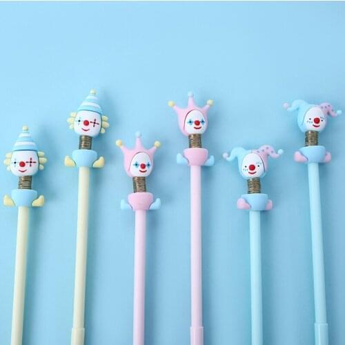 3pcs Cute Shaking Clown Pen Ballpoint 0.5mm Black Color Gel Ink Pens for Writing Funny Stationery Kids Gift Office School A6948