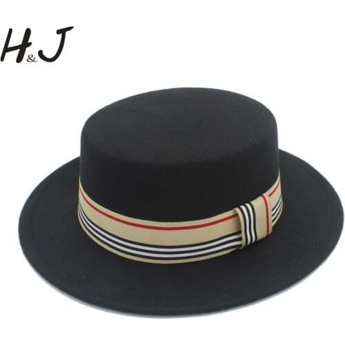 Women Men Wool Flat Homburg Fedora Hat Lady Gentleman Pork Pie Church Boater Panama Top Caps Good Package Size 56-58CM