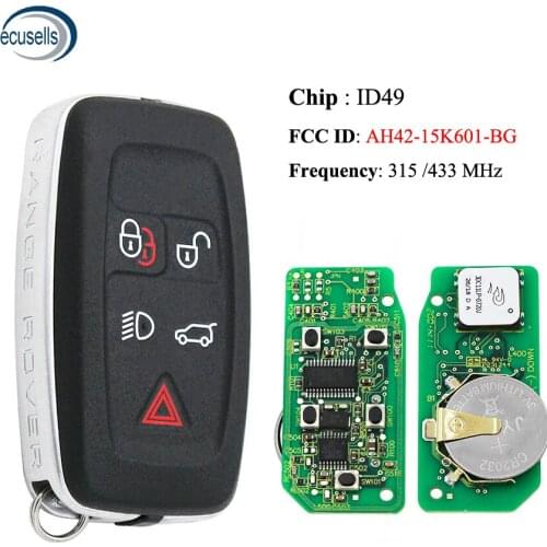 Smart Card Remote Key Fob 5 Button 315Mhz 433MHz for Range Rover AH42-15K601-BG with 49 Chip