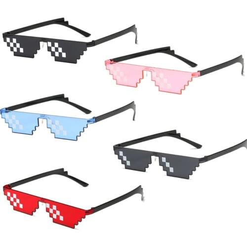Men Women Mosaic Glasses 8 Bit Pixel Thug Life Sunglasses & Funny Props Eyewear