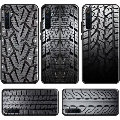 Black Tire Tyre Tread Texture For OnePlus 9 Pro 8 7T 8T Nord Phone Case For OPPO Realme 8 6 7 Pro Q3 C3 C11 C15 C21 GT