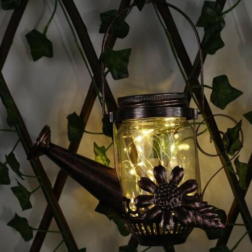 Solar Lantern for Outdoors 20 LED Hanging Watering Can Solar Powered String Lamp IP65 Waterproof Decorative Yard Art Fairy Light