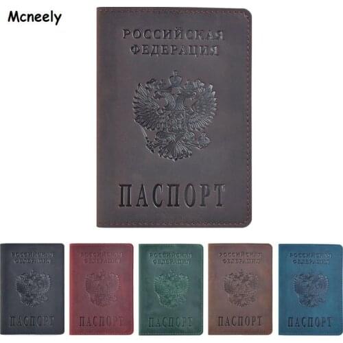 Vintage Genuine Leather Passport Cover Solid Credit Card ID Holder Men Women Passport Case Business Unisex Travel Wallet Case