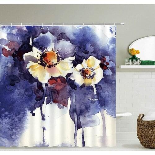 Waterproof Shower Curtains European Flowers 3d Bathroom Curtains With Hooks Printing Decoration 180*240cm Washable Bath Screen