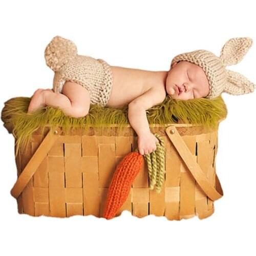 Newborn Baby Clothes Girls Boys Crochet Knit Costume Photo Photography Prop Accessories Rabbit Baby Caps Clothing Accessories