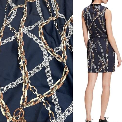 2021 spring and summer printed twill womens nautical style color chain dress shirt high fashion fabric custom fabric per meter