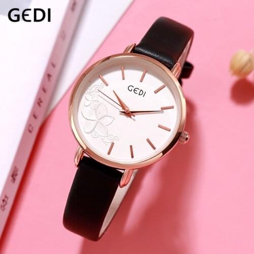 GEDI Women Watch Ultra-thin Quartz Watch Simple Style Business Watch Lady Leather Strap Clock Women Wristwatch 2019 Reloj Mujer