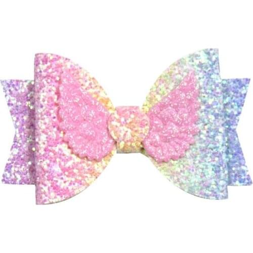 1PCS Lovely Wings Sequin Elastic Hair Bands Girls Ribbon Clip Bows Girl Hair Tie Knot Hairpin Handmade Fashion Hair Accessories