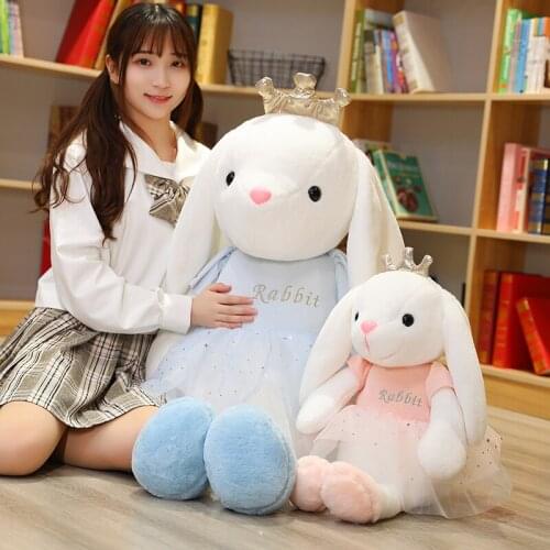 1pc 60CM Cute Crown Rabbit Plush Toys Lovely Dressing Animal Rabbit Dolls Stuffed Soft Pillow for Children Kids Birthday Gift