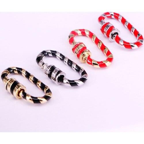 5PCS, Metal enamel Clasp Oval Shaped Lock Carabiner enamel Lock Jewelry Findings